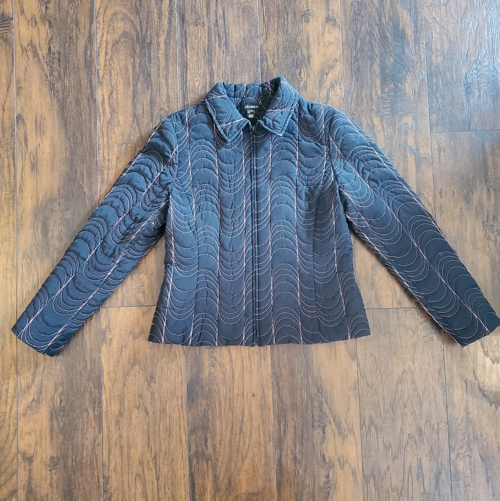 Loubon Women’s Long Sleeve Jacket Zip Up Blazer Jacket Coat Size 8 Black & Pink
